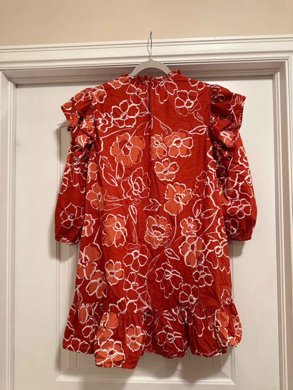 Sugarlips Orange-White Floral Ruffle Tunic 🍊 - Picture 3 of 3